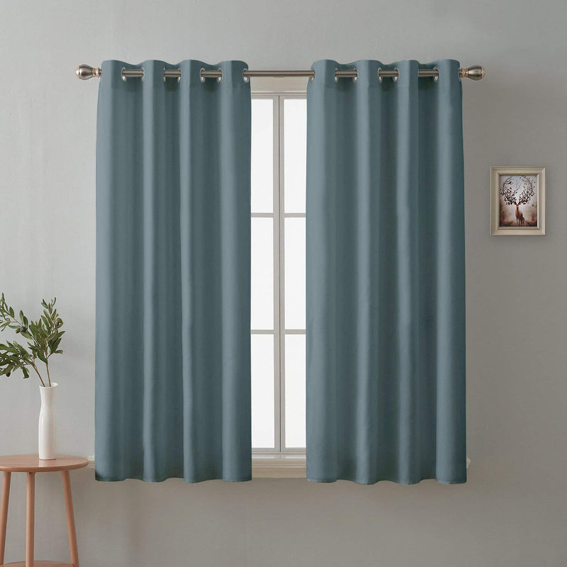 Cloth Fusion 100% Room Darkening Blackout Grommet Curtains Window Curtain 5 Feet Set Of 2|Thermal Insulated Heavy Polyester Solid Curtain|Grey