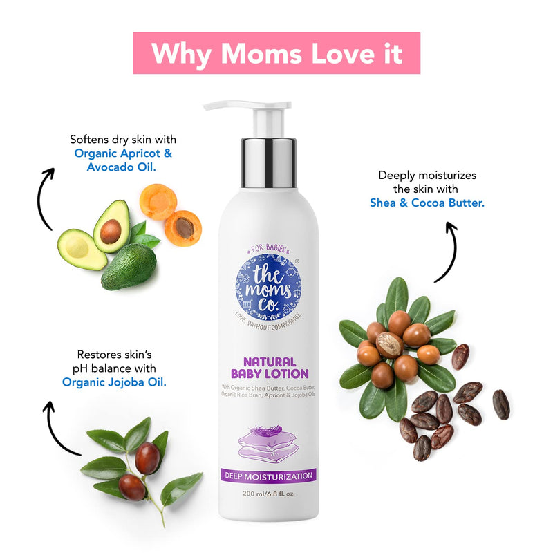 The Moms Co. Natural Baby Lotion, Australia-Certified Toxic-Free & Allergen-Free|Baby Body Lotions with Shea Butter & Avocado Oil (200ml)