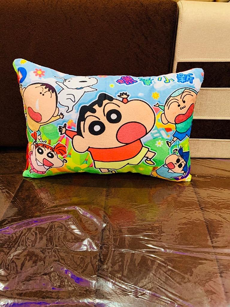 NISHOMES Velvet Printed Kids Cartoon Pillow Fiber Filled Size 12x18 Inches