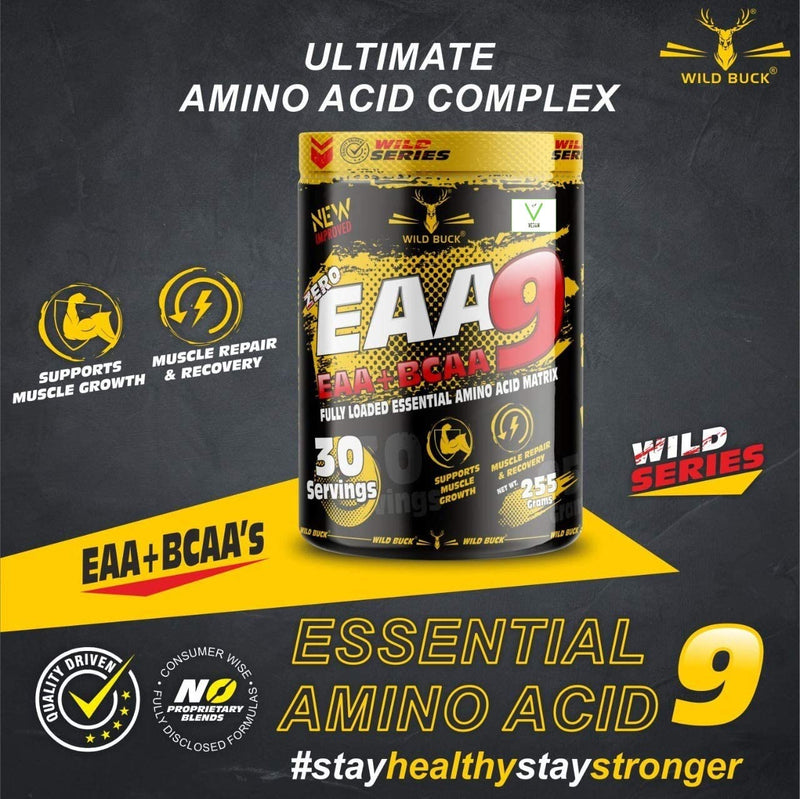 WILD BUCK EAA (Essential Amino Acids) Best For Intra-Workout/Post-Workout Advanced Formula [30 Servings, 255gm] (BCAA+EAA) (Virgin Mojito)