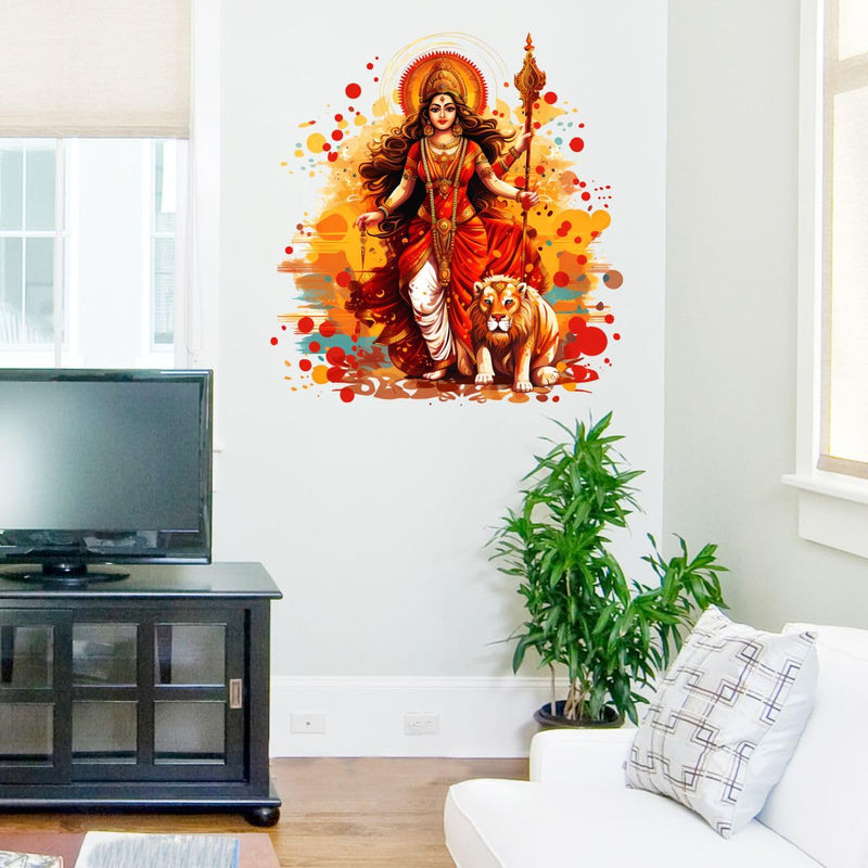 Decor Kraft Durga Maa Wall Sticker & Decal Vinyl Sticker 50 cm x 46 cm,Multicolour