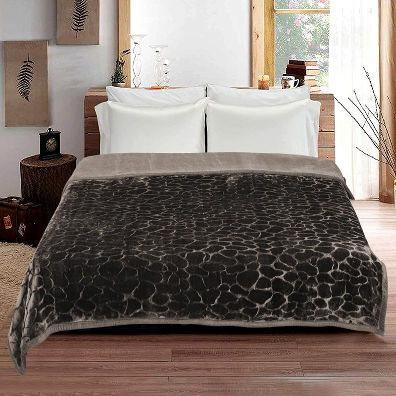 Cloth Fusion Floral Embossed Woolen Soft Heavy Double Bed Blanket for Winter (Slate Grey)