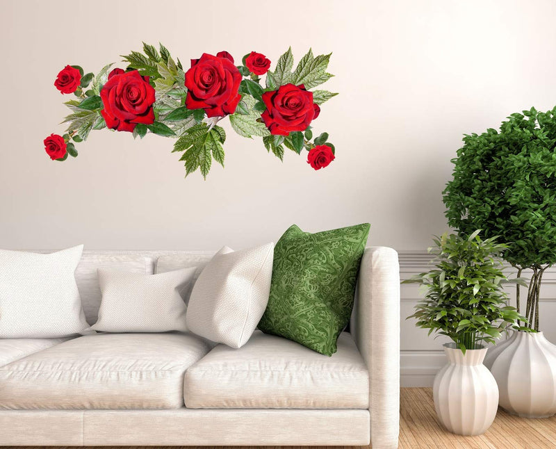 Tuffuk Red Roses Large Vinyl Wallstickers for Home Decorations(30 cm x 70 cm)4TZ304