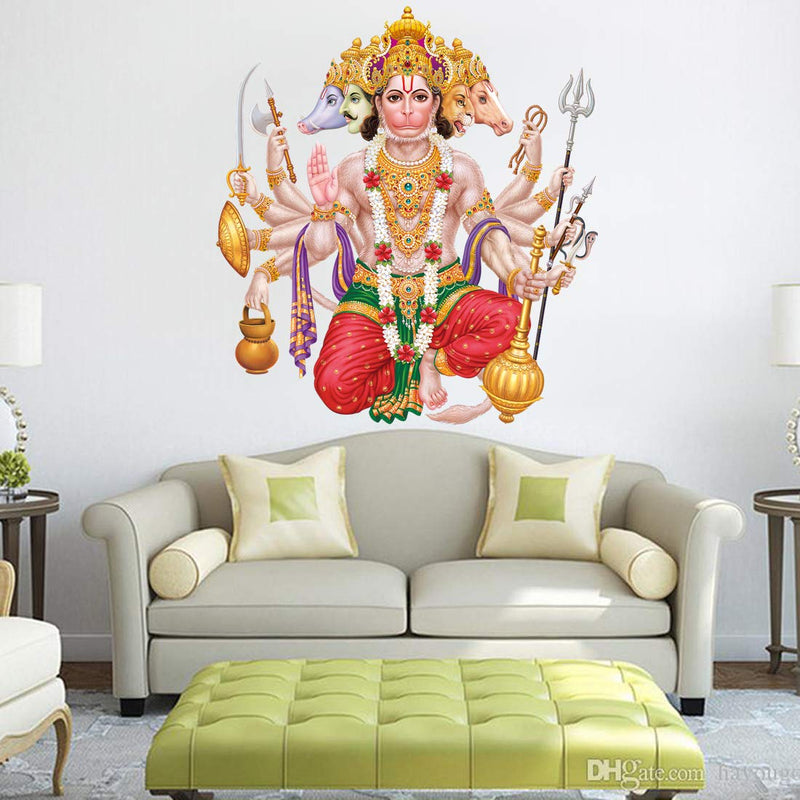 Rangoli Panchmukhi Modern Art Wall Sticker Multicolor White Vinyl Wall Sticker 50 or 70 cm Pack of 1 Sticker