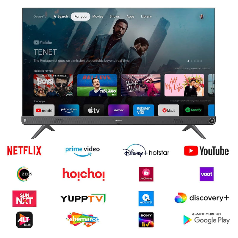 Hisense 126 cm (50 inches) Tornado 2.0 Series 4K Ultra HD Smart LED Google TV 50A7H (Metal Gray)