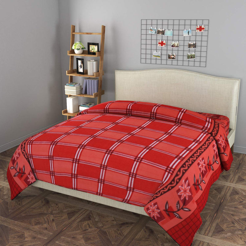 Fabture Fleece Double Bed Razai Cover with Zipper (Red, 90 x 100 inches)