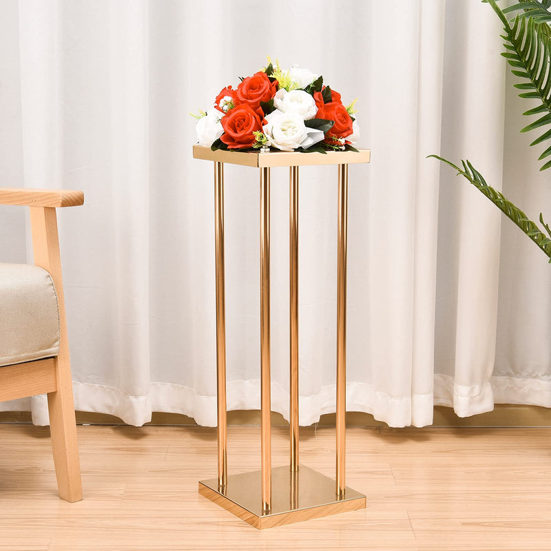 VINCIGANT Gold Wedding Flower Stand Vase Column,Metal Flower Arrangement for Wedding Party Dinner Centerpiece,Pack of 2，Height 31.5"