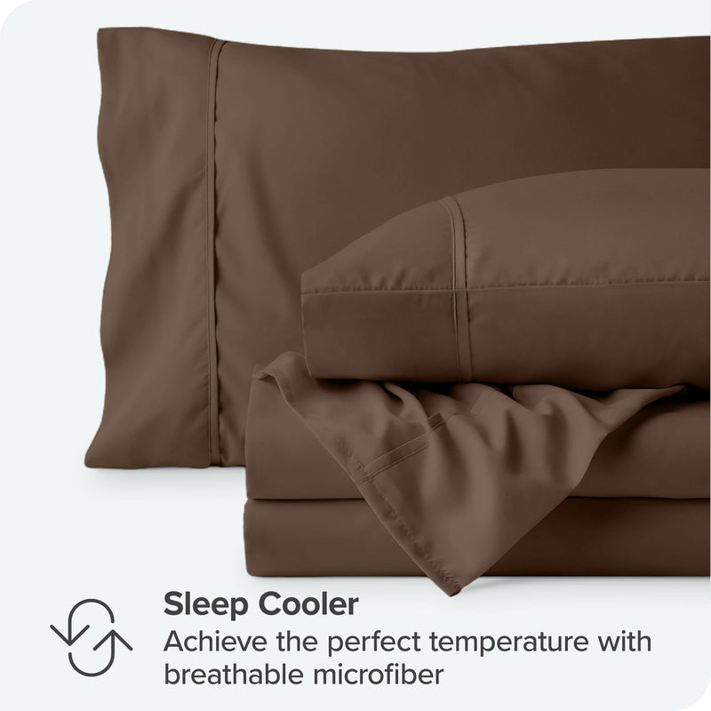 King, Sepia : Premium 1800 Ultra-Soft Microfiber Collection King Sheet Set, Hypoallergenic, Easy Care, Wrinkle Resistant, Deep Pocket (King, Sepia)