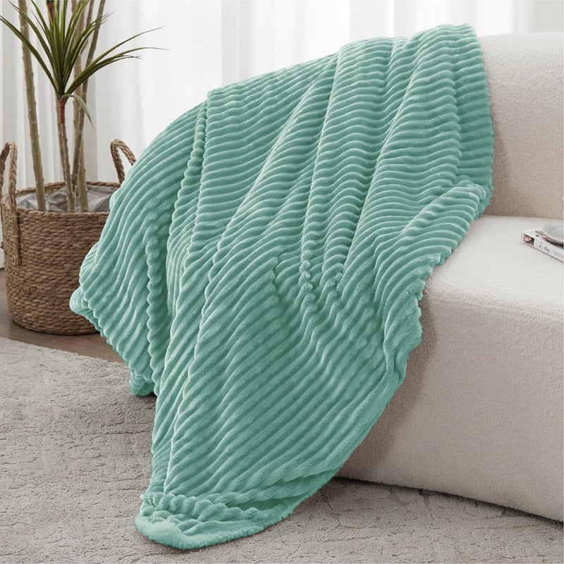 BSB HOME Pencil Pattern Flannel Fleece Sherpa Blanket – 220 x 150 cm, Soft, Plush, Fluffy Season/AC and Mild Winter Reversible Blanket - Single Bed (Mint Green, Weight - 1.6 kg)