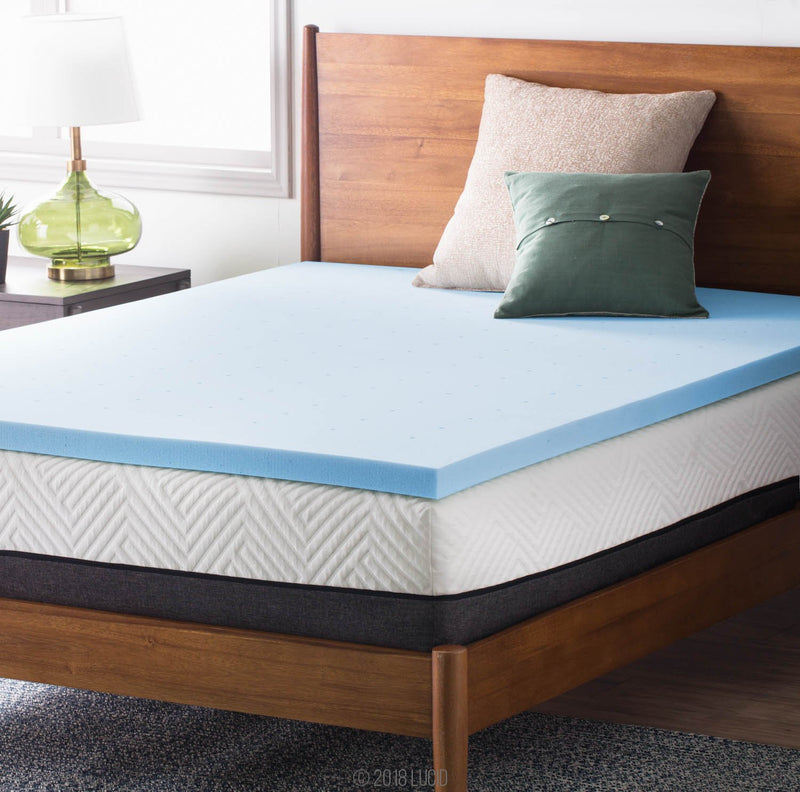 LUCID 2-Inch Ventilated Gel Infused Memory Foam Mattress Topper - Twin