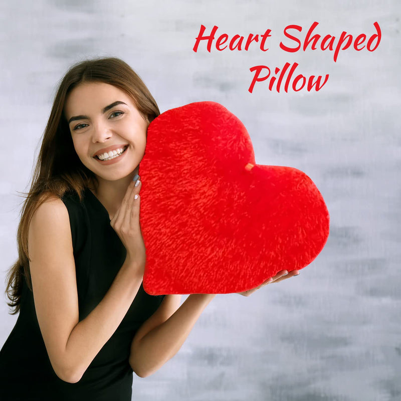 Sleepsia Heart Shape Cushion Pillow - Valentine Gift for Girlfriend/Boyfriend/Couples/Husband and Wife - Valentine's Day Love Pillow (Red, 13 * 13 Inch)