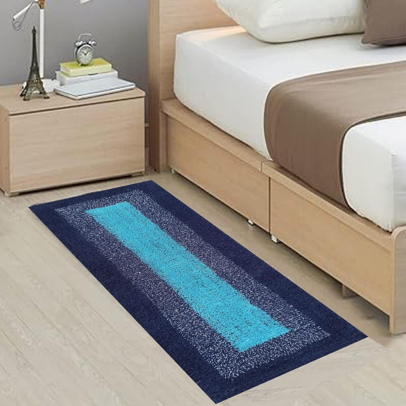 Cotton Multipurpose Set Of 2 Runner For Bedroom, Kitchen, Balcony, Floor Mat Doormat (Blue)