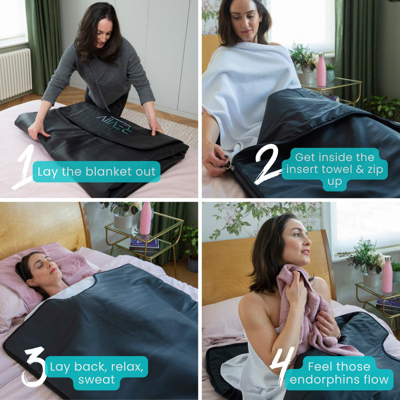 REVIIV Far Infrared Sauna Blanket with Bonus Cotton Insert Towel & Sauna Bag - V3.0 Major Upgrades! Premium Portable Sauna Blanket for Detox- Infrared Saunas for Home 85-185℉, 6 ft x 3 ft