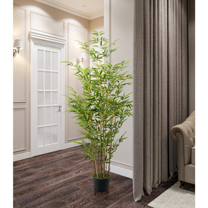 ARICKDECOR Artificial Bamboo Tree Tall(,150,CM,Green) Faux Potted Indoor Floor Plant-Large and Lifelike (Natural Trunk)