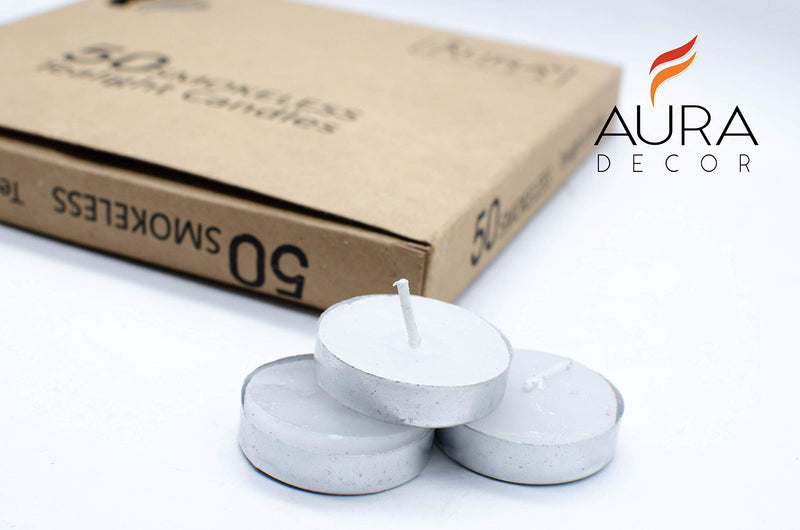 Auradecor Pack of 500 Tealight Candle, Unscented Smokeless Burning Time 2.5 Hour to 3 Hour, Paraffin Wax