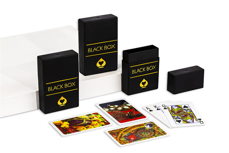 Black Box Premium Black Box Plastic Playing Cards, Bridge Size, Regular Index, Pack of 3