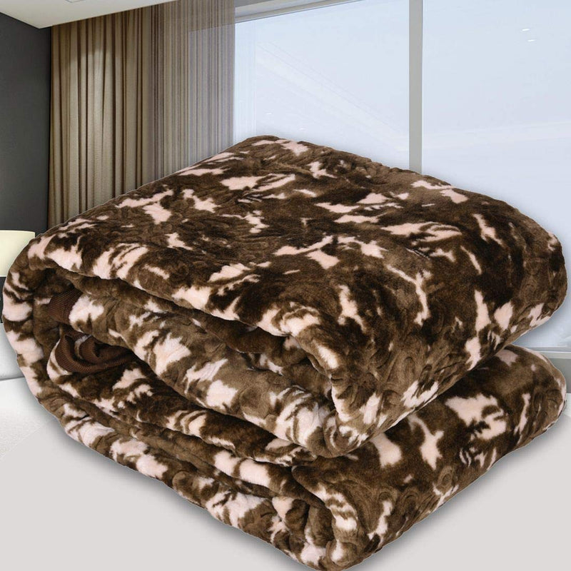 Spangle Microfiber Printed Floral Self Warm Soft Luxurious 480 TC Mink Single Bed Blanket (Green/Olive, Single)