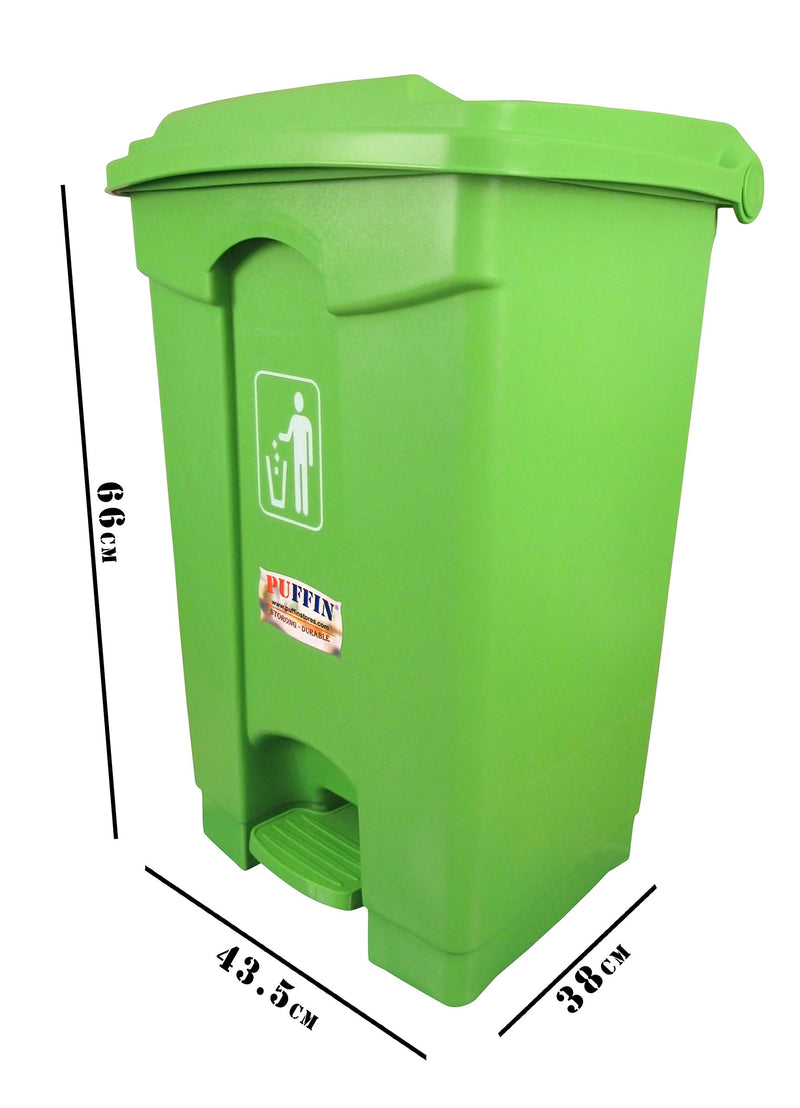 PUFFIN Pedal Dustbin 60 Litre Plastic Green Color