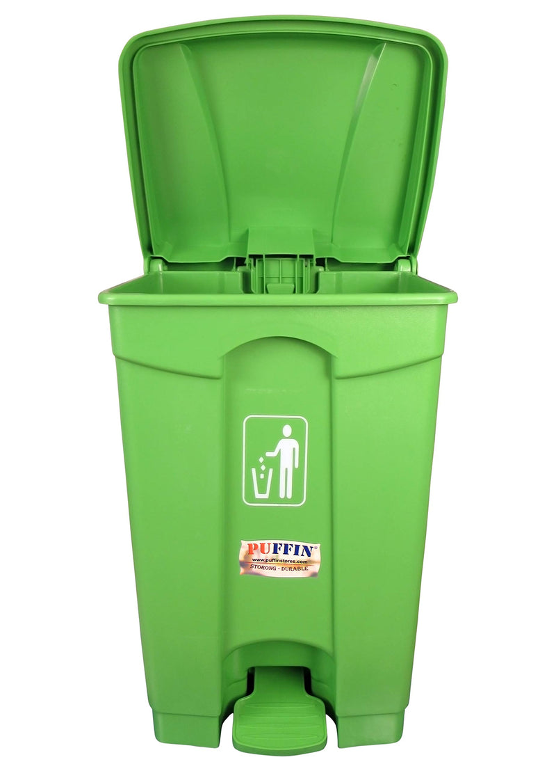 PUFFIN Pedal Dustbin 60 Litre Plastic Green Color