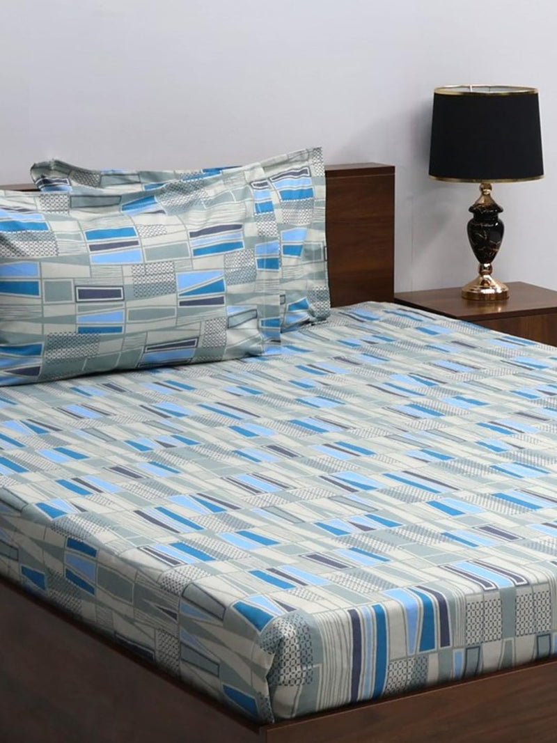 Bombay Dyeing Double Bedsheet Cotton 144 TC Premium Bedsheet & 2 Pillow Covers | Double | 224 X 254 Cms | Fade Less Colors | 2007 - Blue