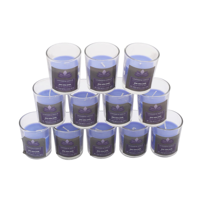 AURA Aromatic Shot Glass Candle 12-13 Hours Burn Time Pack of 12 Lavender + Vanilla