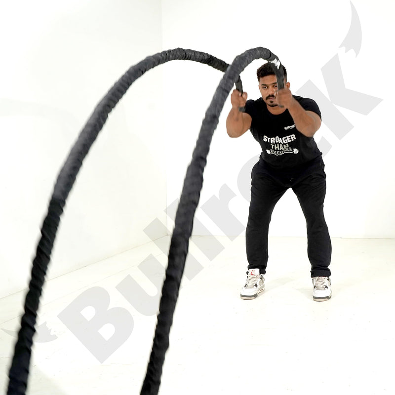 Bullrock Battle Rope - 38mm Diameter Robust Built Rope is Available in Two Sizes – 30 feet and 50 feet - Battle Rope for Crossfit Workout (30 Feet)