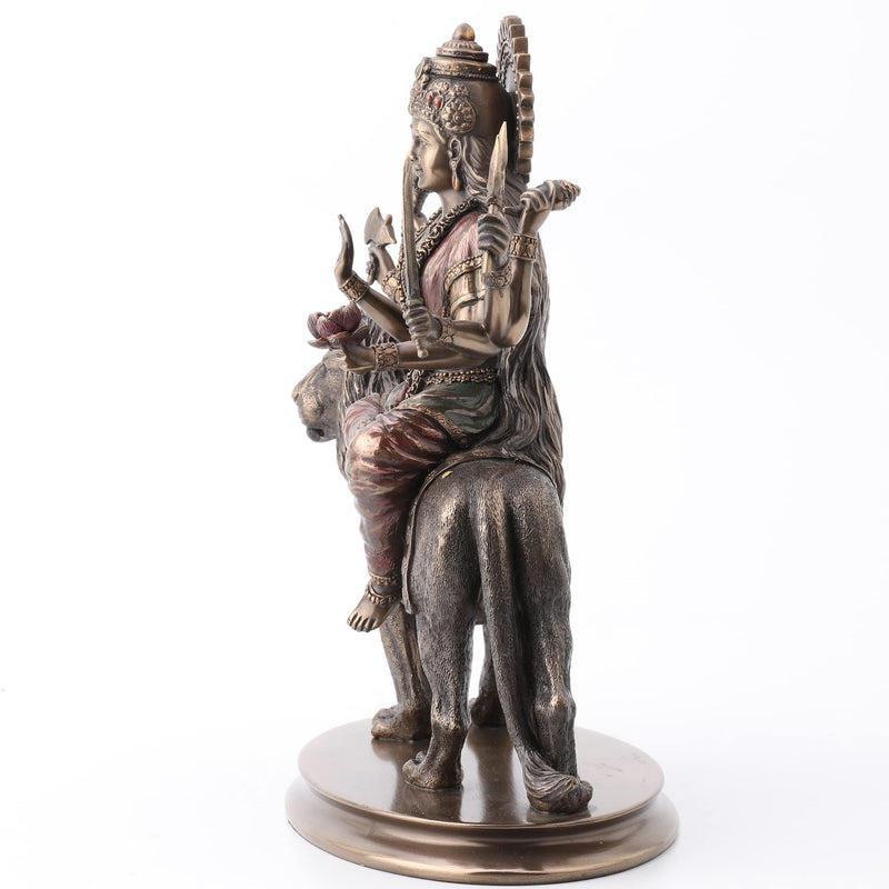 VERONESE Durga Riding on Lion Statue Sculpture - Divine Mother Hindu Goddess