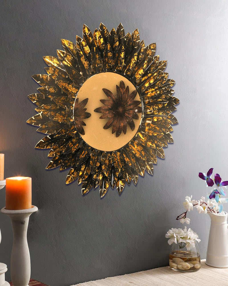 SHREE KALA ENTERPRISES Elevate Your Home Aesthetics with a Glorious Wall Mirror Marigold Flower | Wall Mirror | Size 30 Inch