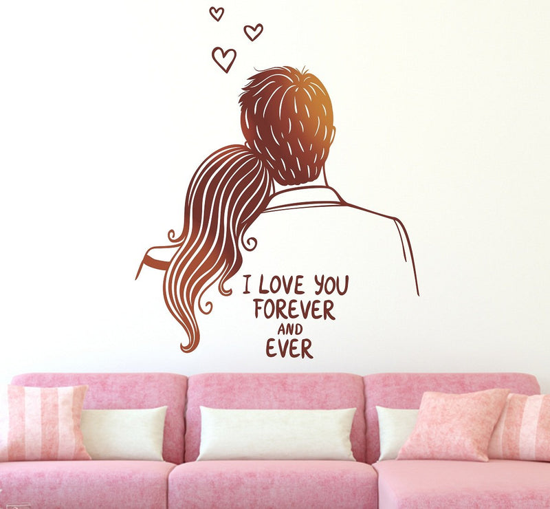 Wallstick 'I Love U Forever and Ever' Wall Sticker (Vinyl, 49 cm x 4 cm x 4 cm)