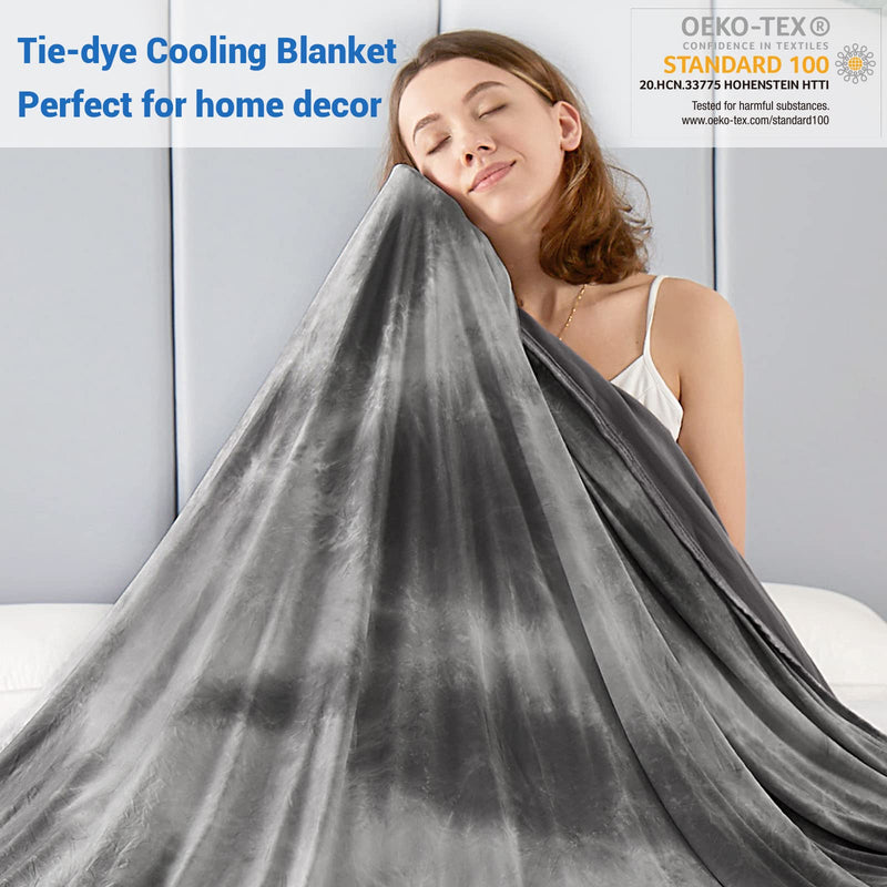 TOPCEE Cooling Blanket for Night Sweats Decorative Tie Dye, Absorbs Heat to Keep Cool on Warm Nights, Q-Max 0.5 Cooling Blankets for Hot Sleepers, Ultra-Cool Lightweight Sofa Throw Blanket (50"x70")