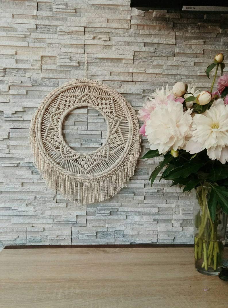 Zazza Home-Round Macrame Wall Hanging, Circle Macrame,Bohemian Decor, Home Decor, Wreath