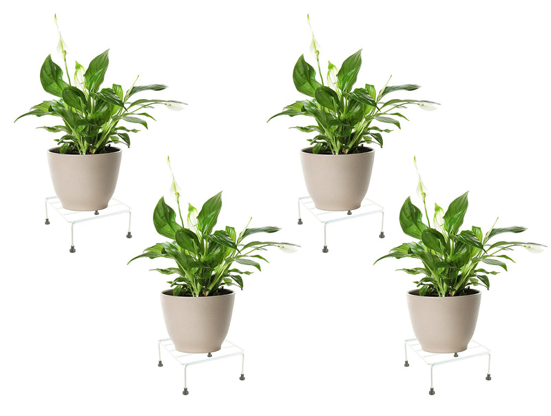 ORCHID ENGINEERS Metal Square Plant Stand Flower Pot Stand, Size: Width-21cm, Height-12cm (Pack of -8) Black (White, Pack of 4)