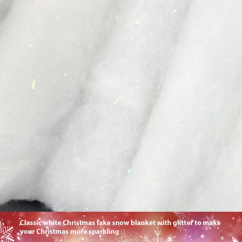 Apragaz Christmas Glitter Snow Blanket, Fake Snow Blanket Roll Indoor Decoration Artificial Snow Blankets Set for Winter Wonderland Christmas Village Wall Tree Xmas Backdrop Party Decor (0.8 * 2.4M)