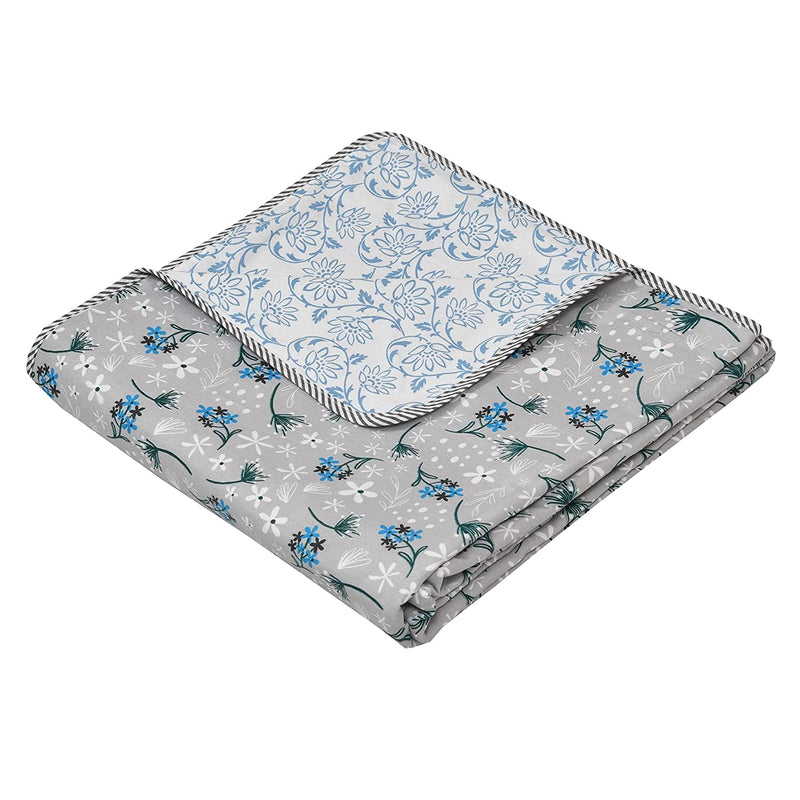 HomyReef 100% Cotton Reversible Floral Ac Dohar Single Bed Size| AC Blanket |Dohar|Ac Quilt | Soft Light-Weight | Summer Special Dohar (Design 1, Single Bed - 85x55 Inch)