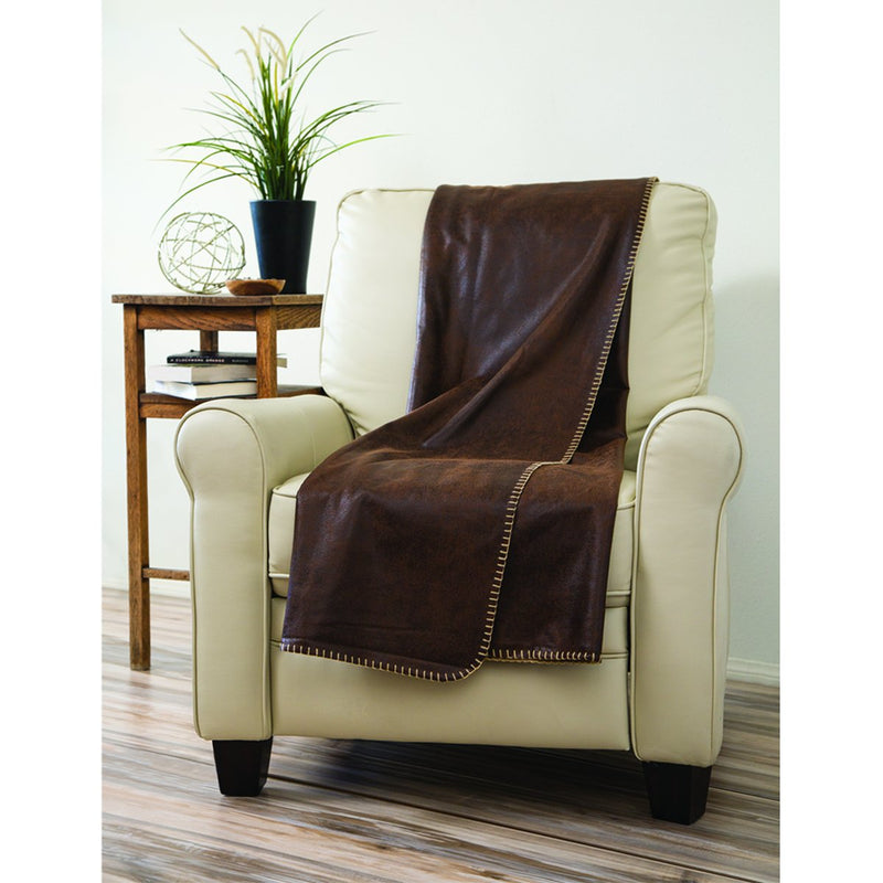 Terry Town DP1718-BROWN-1 Rustic Ranch Throw w/Bonded Beige Mink, Brown