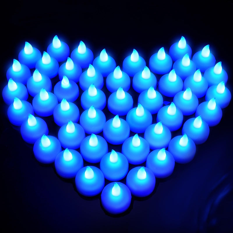 36 Pieces Flameless Floating Candles Waterproof LED Tea Lights Warm White Battery Flickering Water Activated Floating Candles for Holiday Wedding Party Pool Decorations (Blue Light)