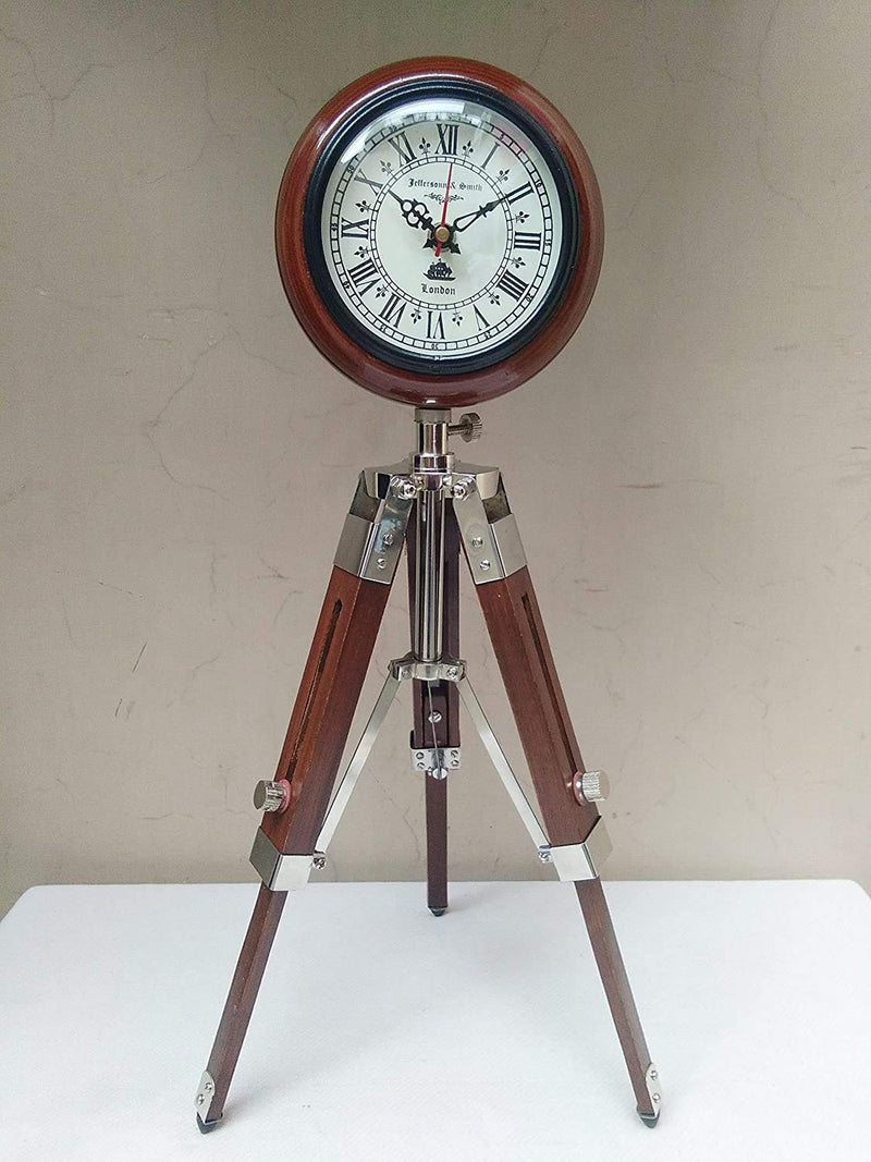 Relico Handicraft Tripod Table Clock with Adjustable Stand Heavy Quality Floor Standing Roman Clock for Home Living Room