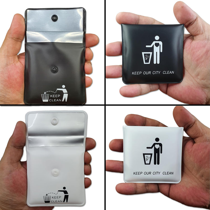 Jeuristic Ashtrays for Cigarettes Pocket Ashtray Pouch - Pack of 4 Premium Fireproof PVC Smell Proof Portable Ashtray Outdoor Butt Disposal Bag Cool Travel Ashtray Cute Fancy Black and White, 3.15 in