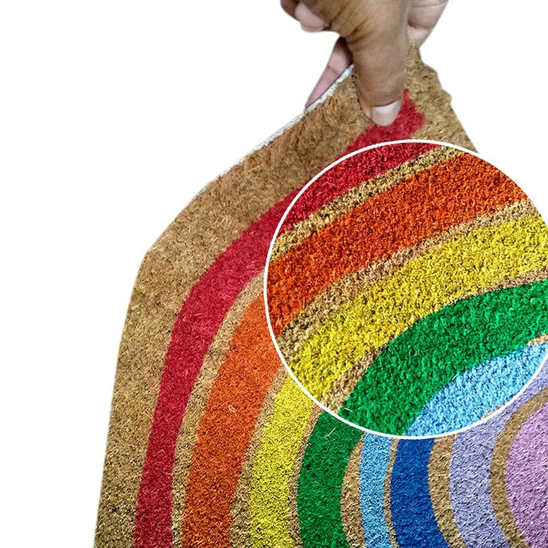 Mats Avenue Coir and Latex Backed Half Round Rainbow Pattern Door mat Multicolor 50X90 CM