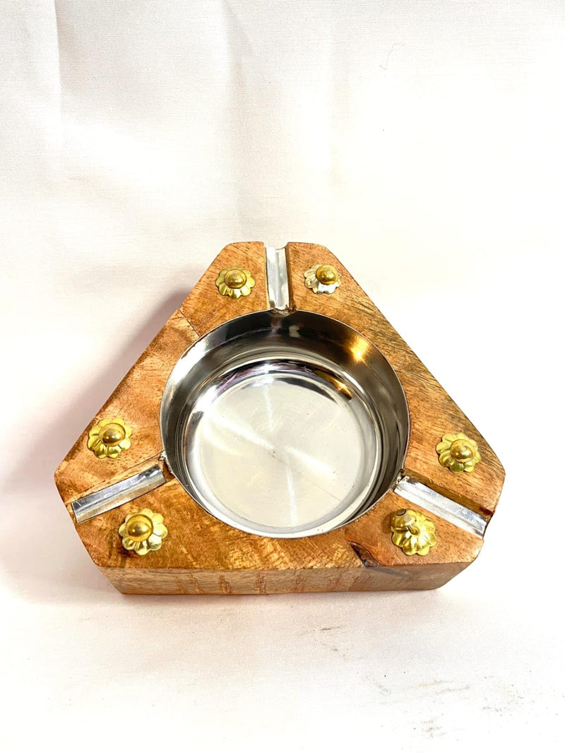 MALIK WOOD ART Wood Cigarette Ashtray Wooden Decorative Ashtray Handmade Ashtray with Cigarette 3 Spots Smoking for Home