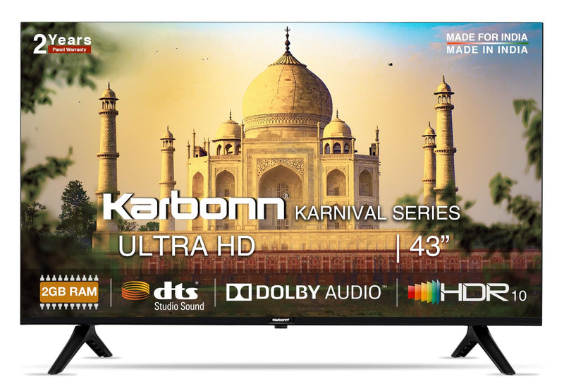 Karbonn 109 cm (43 inches) Karnival Series 4K Ultra HD Smart Android IPS LED TV KJS43ASUHD (Black)