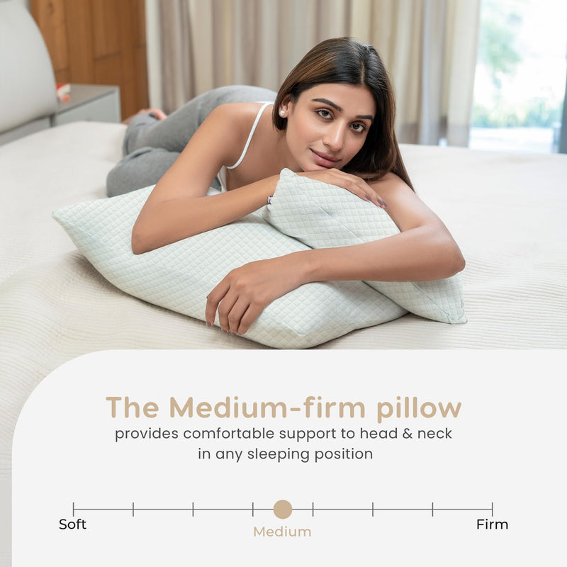 MY ARMOR Height Adjustable Conjugate Fiber Sleeping Pillows with Zip and Extra Fibre | 17" x 27" - Set of 4, White Bamboo Fabric