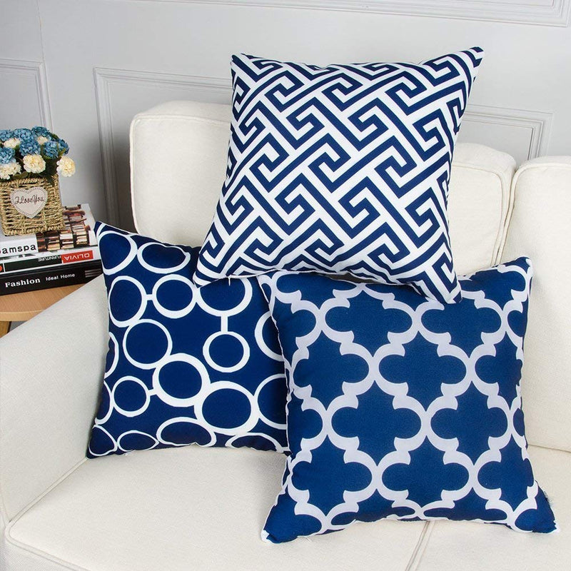 MODERN HOMES Cotton Designer Decorative Throw Pillow Covers/Cushion Covers (Navy Blue, 16X16 Inches) - Set Of 6(1000.0)