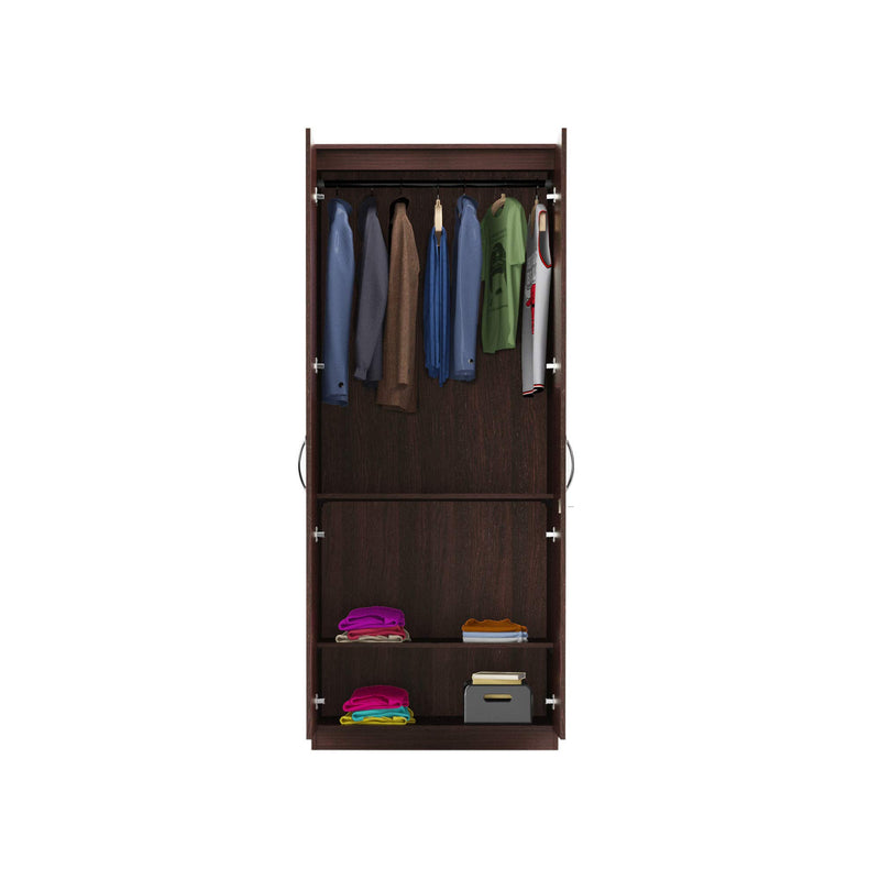 Amazon Brand - Solimo Medusa Engineered Wood 2 Door Wardrobe with Full Mirror (Wenge Finish)