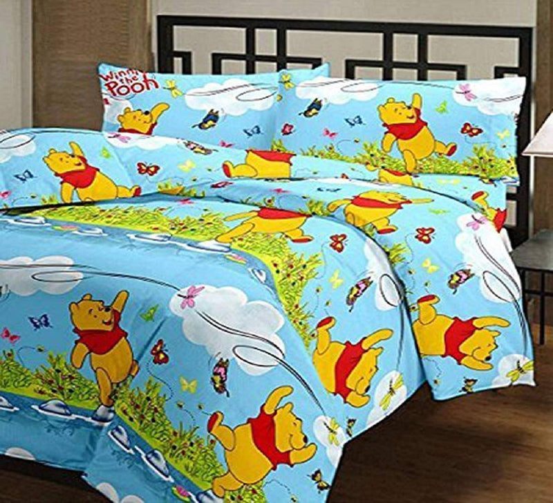 WONDERLOOK Cartoon Print Reversible Single Bed AC Blanket/Dohar Combo Set of 2 Pc | Quilt for Kids | AC dohar for Boys and Girl (Red Micky Mouse and The Pooh Cartoon Prints)