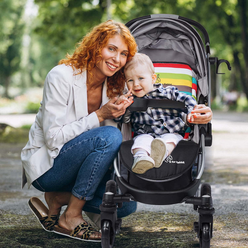 R for Rabbit Premium Chocolate Ride Stylish Baby Stroller and Pram for Baby, Kids, Infants, Newborn, Boys & Girls of 6 Months to 3 Years | 6 Months Warranty | (Rainbow)