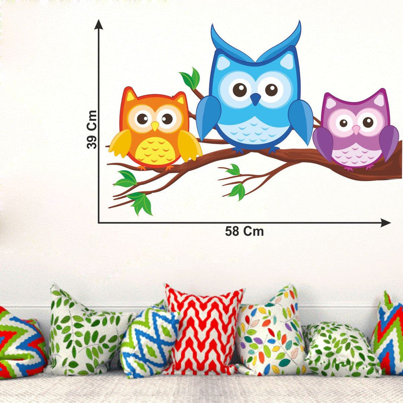 Decor Kraft Cute Owls Wall Sticker & Decal,Size- 58 Cm X 30 Cm,Nature