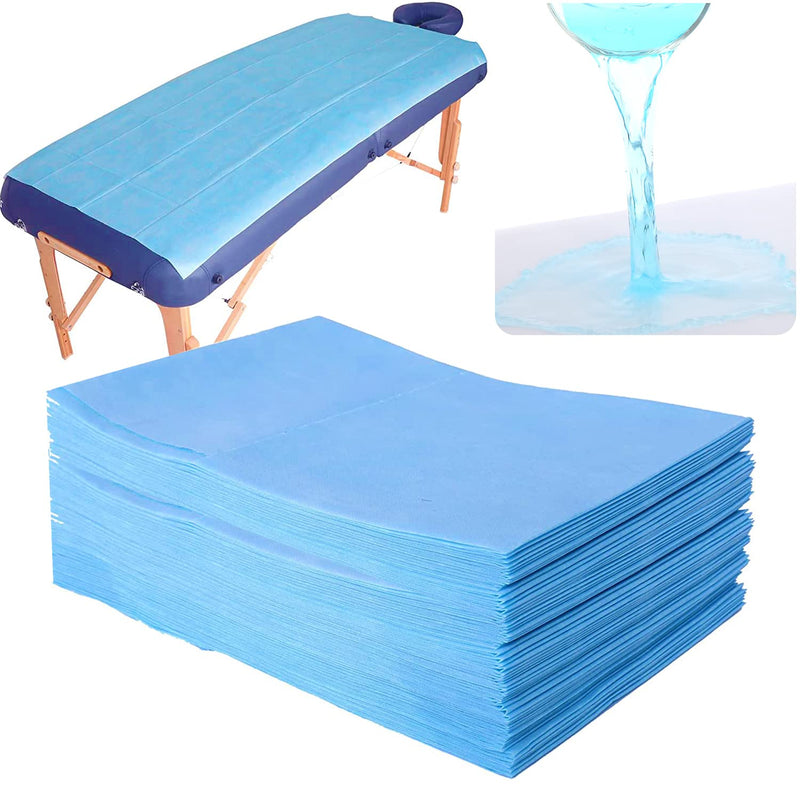 Uralili 20 Pcs Massage Table Sheets Sets Waterproof And Oil Proof Disposable Spa Bed Sheets Non-Woven Fabric Lash Bed Cover 31" X 70"(Blue), 180 Threadcount, Solid