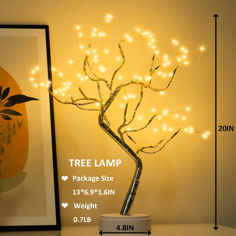 PXB Glowtronix Tabletop Bonsai Tree Light With 108 Led Copper Wire String Lights,Diy Artificial Tree Lamp,Battery/Usb Operated,For Bedroom Desktop Christmas Party Indoor Decoration Lights(Warm White)