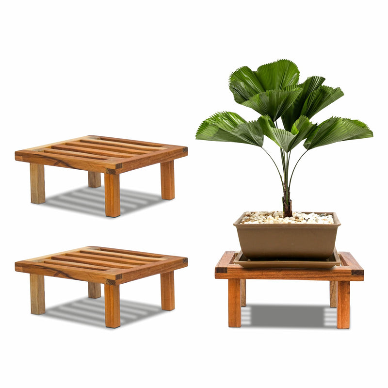 EXALT® Wooden Plant Stand Flower Pot Stand for Balcony Living Room Indoor Planter Decoration (Pack of 2)